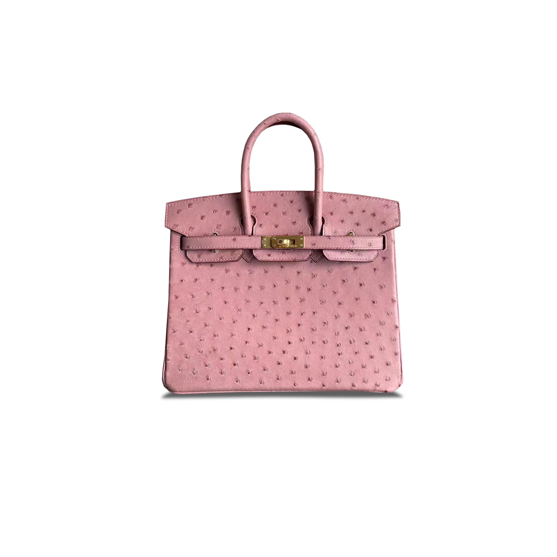 HERMÈS MASTER BIRKIN 25 OSTRICH LEATHER CERAMIC PINK TWO-TONE GOLD BUCKLE H041944CK5Q (25*20*13cm)